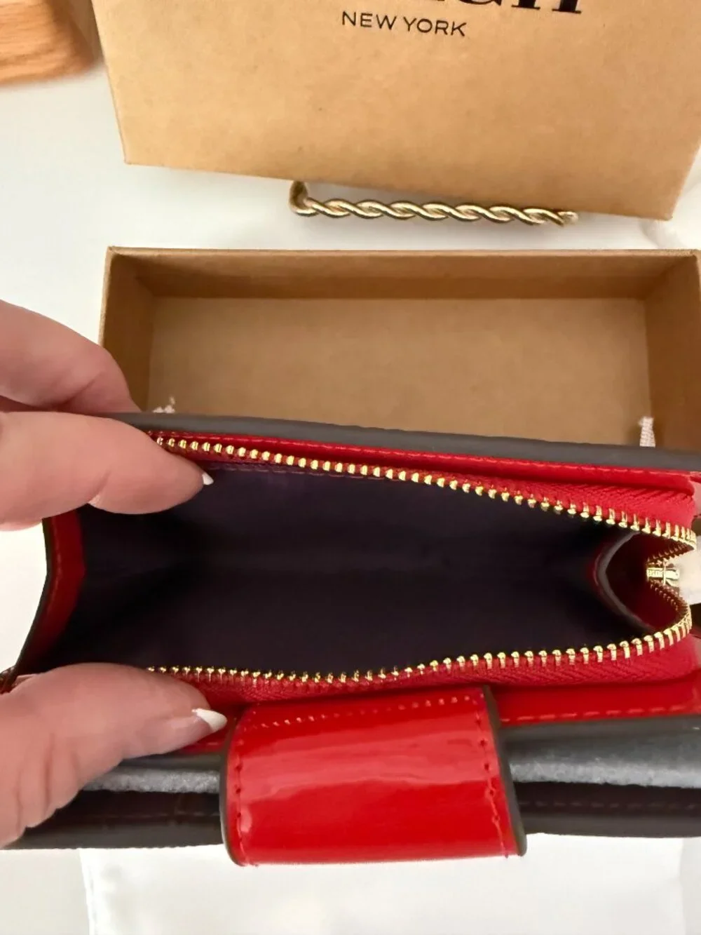 Coach Nina Wallet In Signature Glossy Red Patent Leather